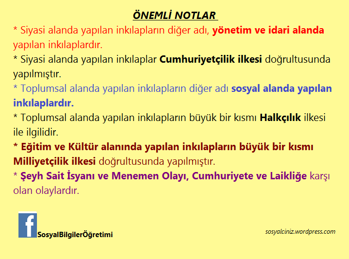 İnkilap onemli notlar