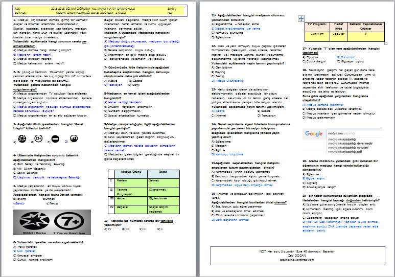 medya okuryazarligi yazili